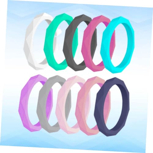 Anillos de silicona unisex tipo geométrico juego x10 miniatura 3