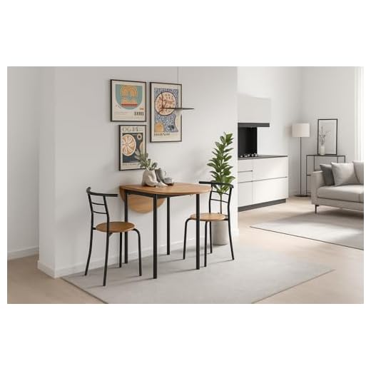 MOMMA HOME Conjunto Mesa Cocina Extensible y 2 Sillas - Mesa Comedor Extensible, Mesa Cocina Plegable, Conjunto Mesa y Sillas Cocina, Mesa Extensible, Negro/Roble, Modelo Leva (Negro)