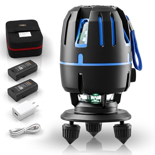 Image of TOMAHAWK TLL-8-8 Line laser cross line leveller, Self-Levelling, IP54 Dustproof, 卤1 mm Accuracy With Rechargeable Batteries, Ideal for Construction and Indoor Use
