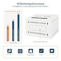 Tecmojo 19 Zoll 7HE 400 mm Wandmontage-Serverschrank, Netzwerk-Schrank, 19" IT-Netzwerk-Rack-Gehäuse, abschließbare Glastür, Weiß, Flachverpackung – Ansicht 5
