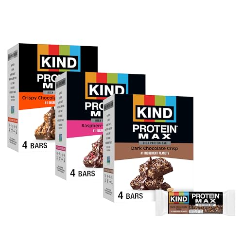 KIND MAX Variety Pack, Dark Chocolate Crisp, Raspberry Cocoa Crisp, Crispy Chocolate Peanut Butter, 20g, Low Sugar, 12ct - image 1