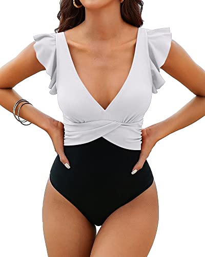 Charmo Tummy Control Color Block 1 Piece Bathing Suit Womens