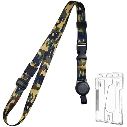 Gecko Travel Tech Lanyard with ID Holder, Retractable Lanyard - Breakaway Lanyards for ID Badges Keys Card Thumb Slot Badge Holder (CAMO) Cover
