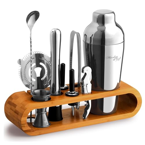 Product Image of the Mixology Bartender Kit: 10-Piece Bar Tool Set with Bamboo Stand | Perfect Home Bartending Kit and Martini Cocktail Shaker Set for a Perfect Drink Mixing Experience | Fun Housewarming Gift (Silver)