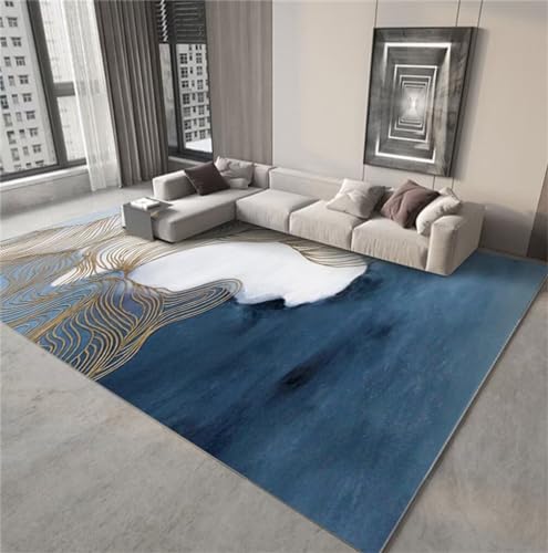 Tapis chambre enfant garçon bleu 180x250cm au design rayé