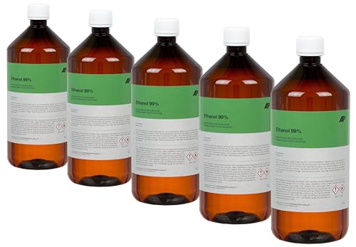 5 X 1L Ethanol 99{60092c3e5644b1923febead46856f71b1b2f425c98cb2d545d97e0f1565cd765}, Synthetische Qualität, vergällt, ideal im Haushalt oder als Brennstoff (5L)