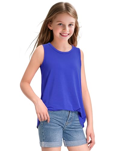 Image of KEREDA Girls Tank Tops Flowy Loose Fit Sleeveless Shirts Summer Tunic Tops