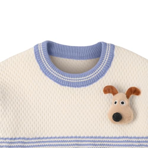 Image of Bold N Elegant Kid's Full Sleeve 3D Cute Puppy Plush Toy Brooch Cartoon Warm Woolen Winter Holiday Party Pullover Sweater Cardigan for Boys & Girls