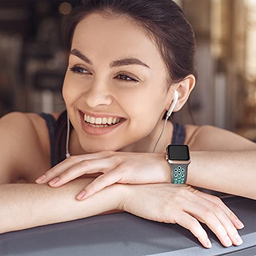 Image of Lerobo Sport Band Compatible with Apple Watch Band Ultra 49mm 45mm 44mm 42mm 41mm 40mm 38mm for Men Women,Soft Silicone Breathable Strap Sport Band for iWatch Ultra 2 SE Series 9 8 7 6 5 4 3 2 1
