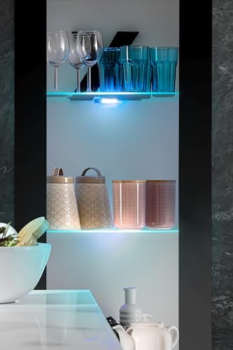 Miniatura 8 de Komodee, Vitrina Tivoli, Negro Blanco, Ancho 55 Cm X Alto 159 Cm X Profundidad 35 Cm, Led Azul, 3 Estantes, Para Salón, Dormitorio, Pasillo