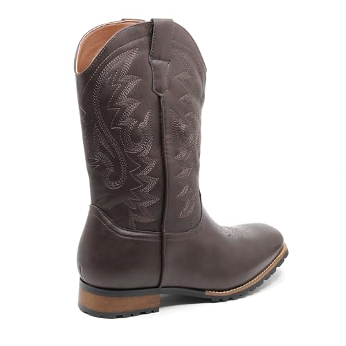 Image of Metrocharm Men's Cowboy Western Embroidered Square Toe Boots WESTERN-03