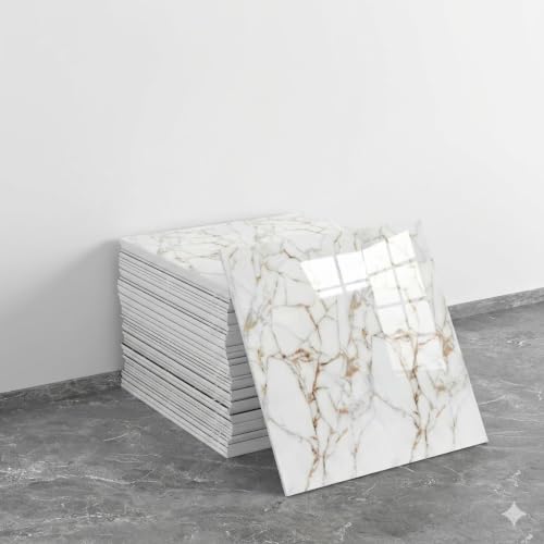 Image of WALLVEAR 2x2 Ft UV Marble Wall Panel Sheet Gold Vein Design, Pack of 16