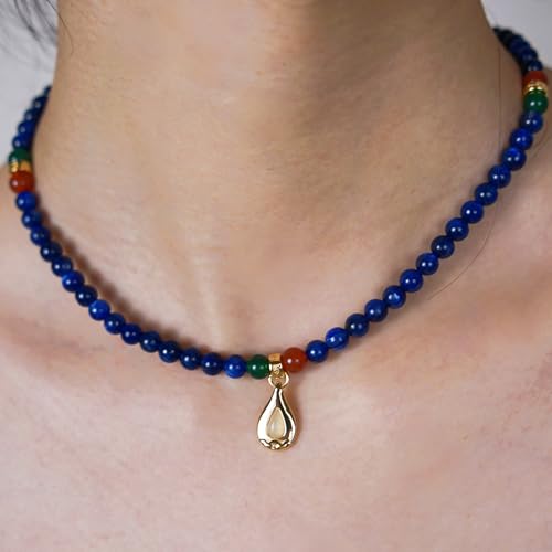 Image of Five Elements 18K Gold Vermeil 3 Layered Crystal Gemstone Beads Bracelet & Necklace for women Solid 925 Sterling Silver 18K Gold or White Gold Plated jewelry
