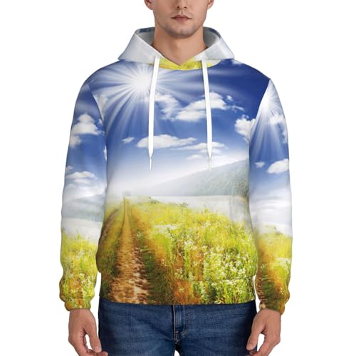 Sweat à capuche en polaire pour homme imprimé paysage pull chaud décontracté - 2