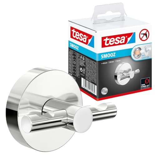 tesa SMOOZ Handtuchhaken, verchromter Edelstahl - Bad-Haken zur...