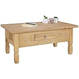 DESIGN ✔ Sofatisch in mexikanischem Corona Design mit schönen Zierfräsungen // Sofatisch in klassisch, rechteckiger Form mit einer Schublade