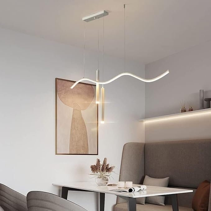 Lampe suspendue à LED moderne variable avec télécommande pour lustre de table à manger