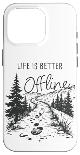 Life is Better Offline ? Camping & Hiking Outdoors Nature �X�}�z�P�[�X iPhone 16 Pro �p