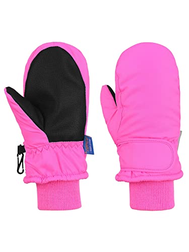 Toddlers Mittens Kids Winter Snow Waterproof Mitten Unisex Baby Lined Fleece Warm Skiing Gloves For Baby Boy Girl Rose 2-4 Years #TOP30