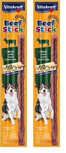 Vitakraft Beef Stick, mit Wild, Fleischstick zum Belohnen, extra hoher Fleischanteil (1x 12g) (Packung mit 2)
