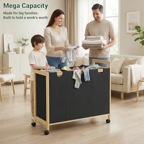 250L-Laundry-Sorter-Cart-with-Wheels-3-Section-Rolling-Laundry-Basket-with-Removable-Bags-66-Gal-Large-Laundry-Hamper-Organizer-Heavy-Duty-Bamboo-Frame-Water-Resistant-Black