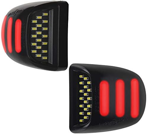 MOFORKIT LED License Plate Light Lamp Black Lens with Red OLED Neon Tube Assembly For 1999 to 2013 Chevy Silverado 1500 2500 3500 GMC Sierra Suburban Avalanche Traverse Tahoe Yukon