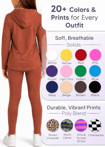 Image of STRETCH IS COMFORT Girls 2 Piece Hoodie Short Sleeve Long Sleeve Crew Neck Top and Leggings Set Kids Thermals Underwear Set