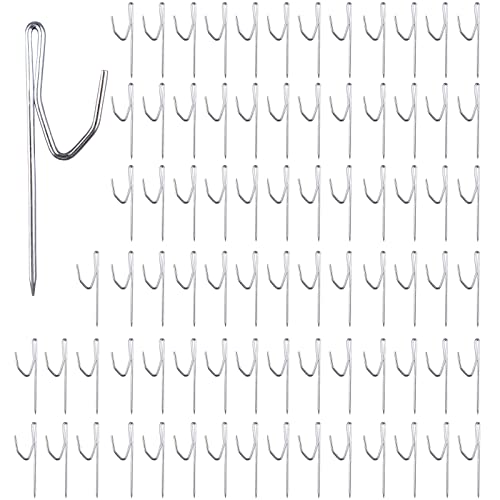 Kowibcl Curtain Hooks for Drapes, Drapery Hook Pins for Window Curtain, Door Curtain and Shower Curtain, Silver (80 Pieces)