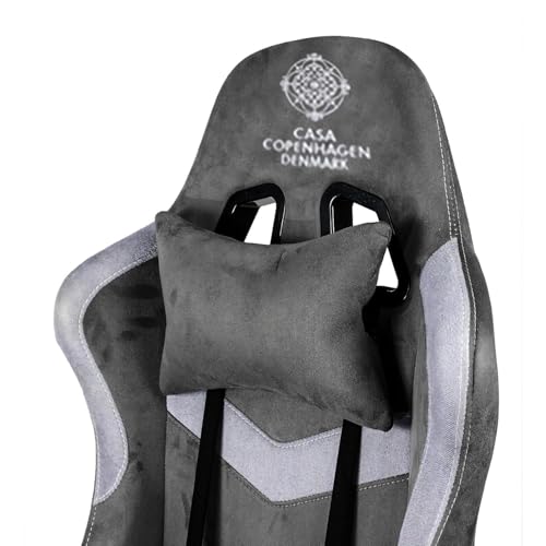 Image of Casa Copenhagen Designed in Denmark,High-Back Italian Leather Gaming Ergonomic Chair with Advanced Mechanism & Electric Back Massager, Memory Foam Seating & Multi Function Arm-Rest -Ash Grey