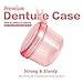 Uouovo 2024 Leak Proof Denture Bath Cup Large Denture case Retainer Cleaning Box for Travel, Complete Clean Care for Dentures,Denture Holder for Soaking (transparent pink)