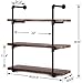 HOMISSUE 31.5-Inch Industrial Pipe Shelf, 3-Shelf Metal Bookcases Furniture, Retro Brown