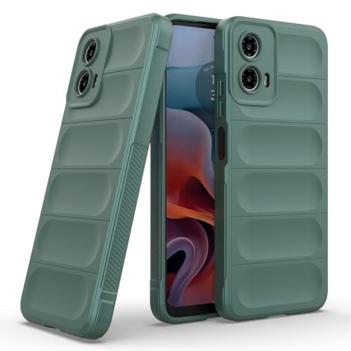 Image of amazon basics Back Case Cover for Motorola Moto G45 5G | Compatible for Motorola Moto G45 5G Back Cover | Liquid Silicon Magic Case with Camera Protection | Dark Green