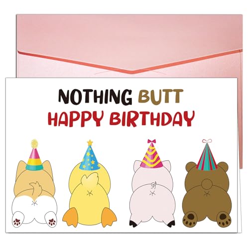 Image of Dapofajo Birthday Card Kid, Cute Birthday Card for Friend Cowoker Relative, Funny Bday Card, Nothing But Happy Birthday