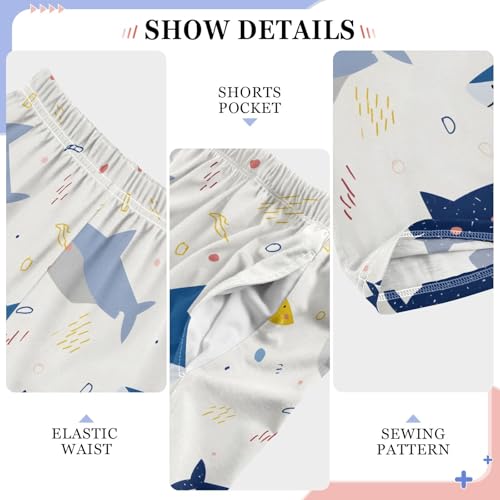 Pajama Pants Lounge Sleep PJ Bottoms Sleepwear Elastic Waist Drawstring S Shark Line4