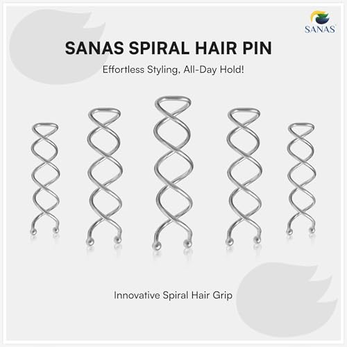 Image of Sanas Spiral U Pin Hair Pins for Women (10 Pcs) Juda Maker Bun Pins, Hair Accessories for Girls & Women, Juda Pin for Hair Bun Styling, Wedding Hair Pin (Silver) (10 Pcs)