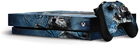 Skinit Decal Gaming Skin Compatible with Xbox One X Bundle - Officially Licensed Brigid Ashwood Celtic Wolf Design