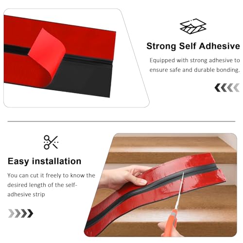 Treppenkantenprofil Selbstklebend, 4m Treppenkantenschutz, Selbstklebend Kantenschutz Treppe, Gummi Antirutsch Treppenstufen Rutschfeste Treppenkant für Außen und Innenbereich (Schwarz, 4m)