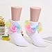 Hopply Toddler Girls Double Lace Socks Turn Cuff Shimmering Big Ruffle Rainbow Style Dress Lace Socks for Infant Kids