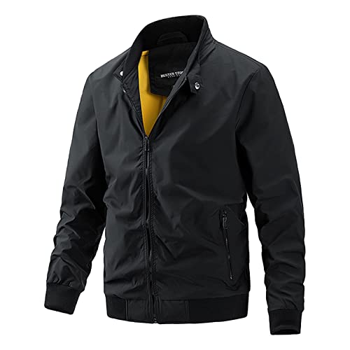 Ymosrh Men's Bomber Jackets Lightweight Jacket Casual Full Zip Windbreaker Jackets Varsity, XXL-5XL
