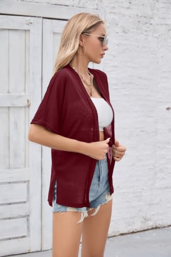Image of Iandroiy Women's Lightweight Open Front Cardigans Casual Short Sleeve Blouse Tops