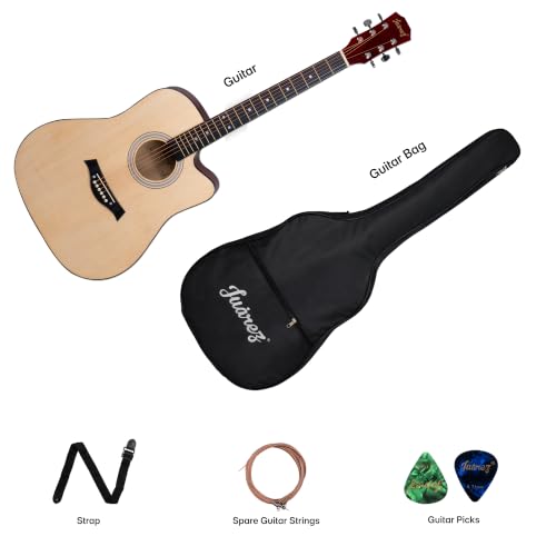 Image of JUAREZ JRZ41CLN-NAT-KIT 41 inch Cutaway Acoustic Guitar Kit Natural | Linden Body | Catalpa Neck | ABS Fingerboard & Bridge | Gloss Finish | Bag, Strap, Strings & Picks | Beginner
