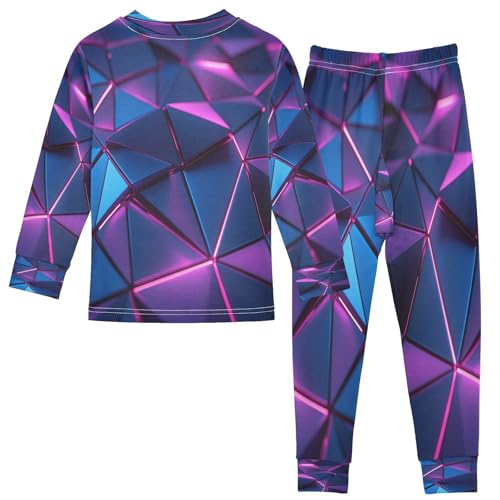 Pajama Sets Long Sleeve Vibrant Blue Triangular Soft Comfy Sleepwear 2 Piece PJS 3-8T3