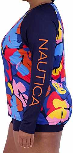 Image of Nautica Women's Long Sleeve Rashguard - Quick-Dry, UPF Protection, Swim Shirt, Pool, Beach, Hiking, Yoga, Volleyball
