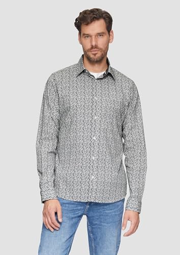 s.Oliver Herren Hemd – Slim Fit, Kentkragen, Langarm, All-Over-Print – Ansicht 5