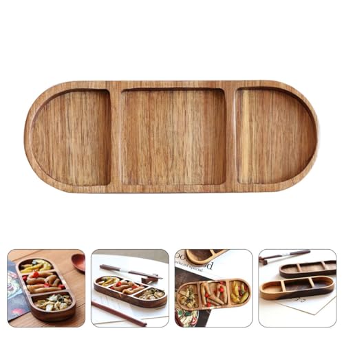 Plato vintage de madera con 3 compartimientos NUOBESTY miniatura 7
