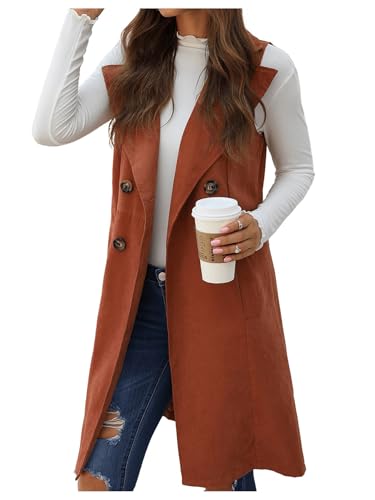 GORGLITTER Women's Fitted Long Blazer Vest Sleeveless Trendy Fall Business Casual Dressy Work Blazer Suit Jackets 20254