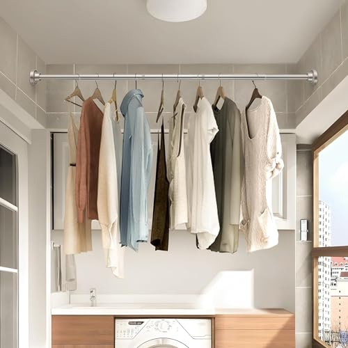 Bingobang Stainless Steel Extendable Shower Curtain Rod Tension Pole, Net Voile Shower Curtains Rail, Adjustable No-drilling Telescopic Rods Extendable for Bathroom (70-193CM, Silver) - Image 8