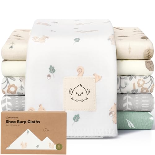 Image of Organic Burp Cloths Baby Boy, Girl - 6-Pack Large Cotton Burping Cloths for Babies, Spit Up Rags, Super Absorbent, Ultra Soft Newborn Rag, Gender Neutral, Machine Washable, Durable (Prairie)