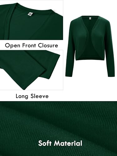 Image of Heymoments Women's Long Sleeve Thin Kintted Shrugs Sweaters Lightweight Cropped Tops Open Front Cardigan for Dress