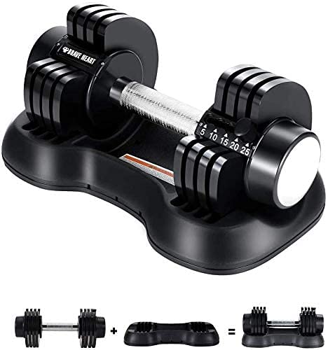 Adjustable Dumbbell,25 lb Single Dumbbell for Men and Women with Anti-Slip Metal Handle,Fast Adjust Weight by Turning Handle,Black Dumbbell with Tray Suitable for Full Body Workout Fitness 1PC